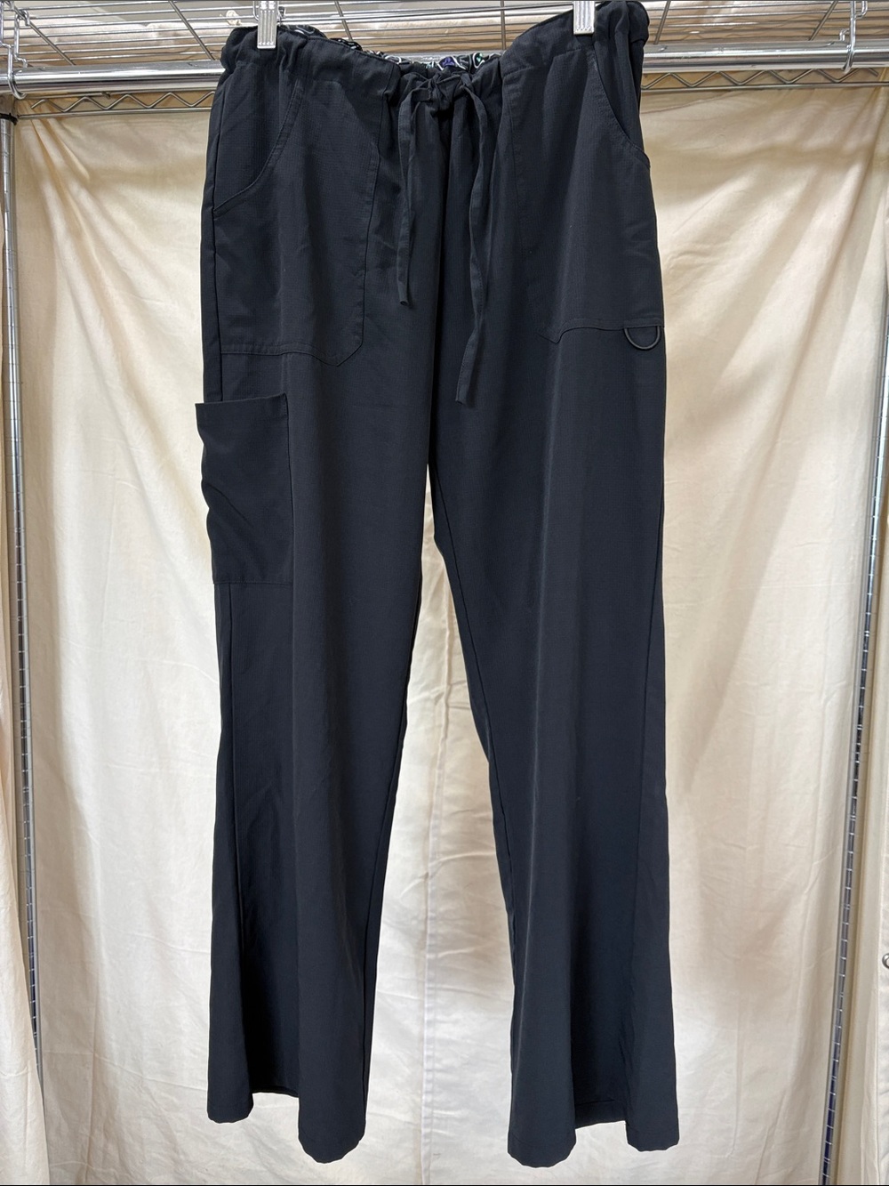 Black Straight Leg Scrub Pants with Drawstring
